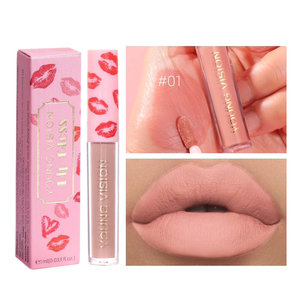 12 Color Matte Velvet Liquid Lip Gloss Long Lasting Non-Stick Cup Waterproof Intense Color Showing Lip Mud