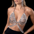 Stonefans Exaggerated Layered Body Chain Set Lingerie Jewelry Bra Top Dress Thong Rave Fashion Chest Chain and Thong Set Bikini TAVEN System LLC
