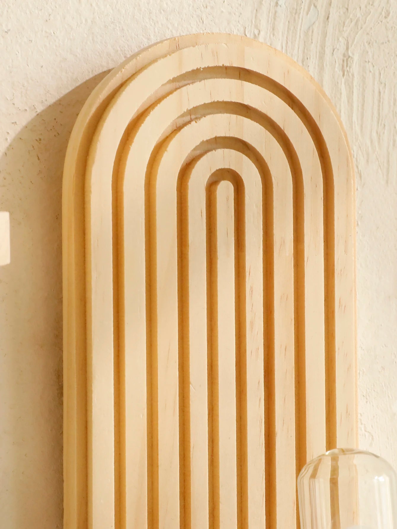 1Pc Boho Style Wooden Wall Shelves - Geometric Wall Mounted Shelves, Natural Wood Finish, Modern Home Decor, Plant Decorative TAVEN System LLC