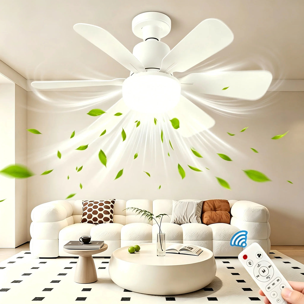 40W Ceiling Fan with Remote Control, E27 Base LED Light Fan, Quiet Smart Ceiling Fan Lamp for Bedroom Living Room Kitchen TAVEN System LLC