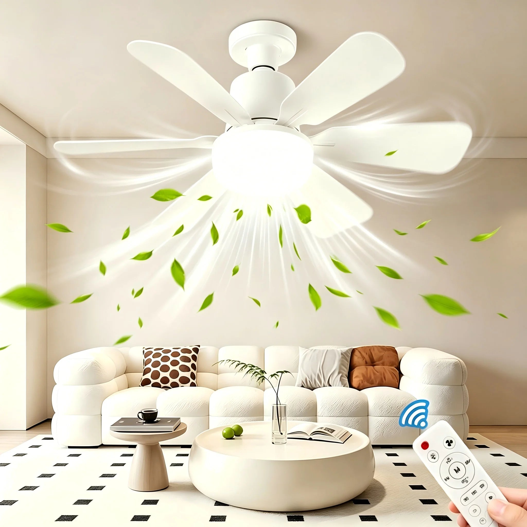 40W Ceiling Fan with Remote Control, E27 Base LED Light Fan, Quiet Smart Ceiling Fan Lamp for Bedroom Living Room Kitchen TAVEN System LLC