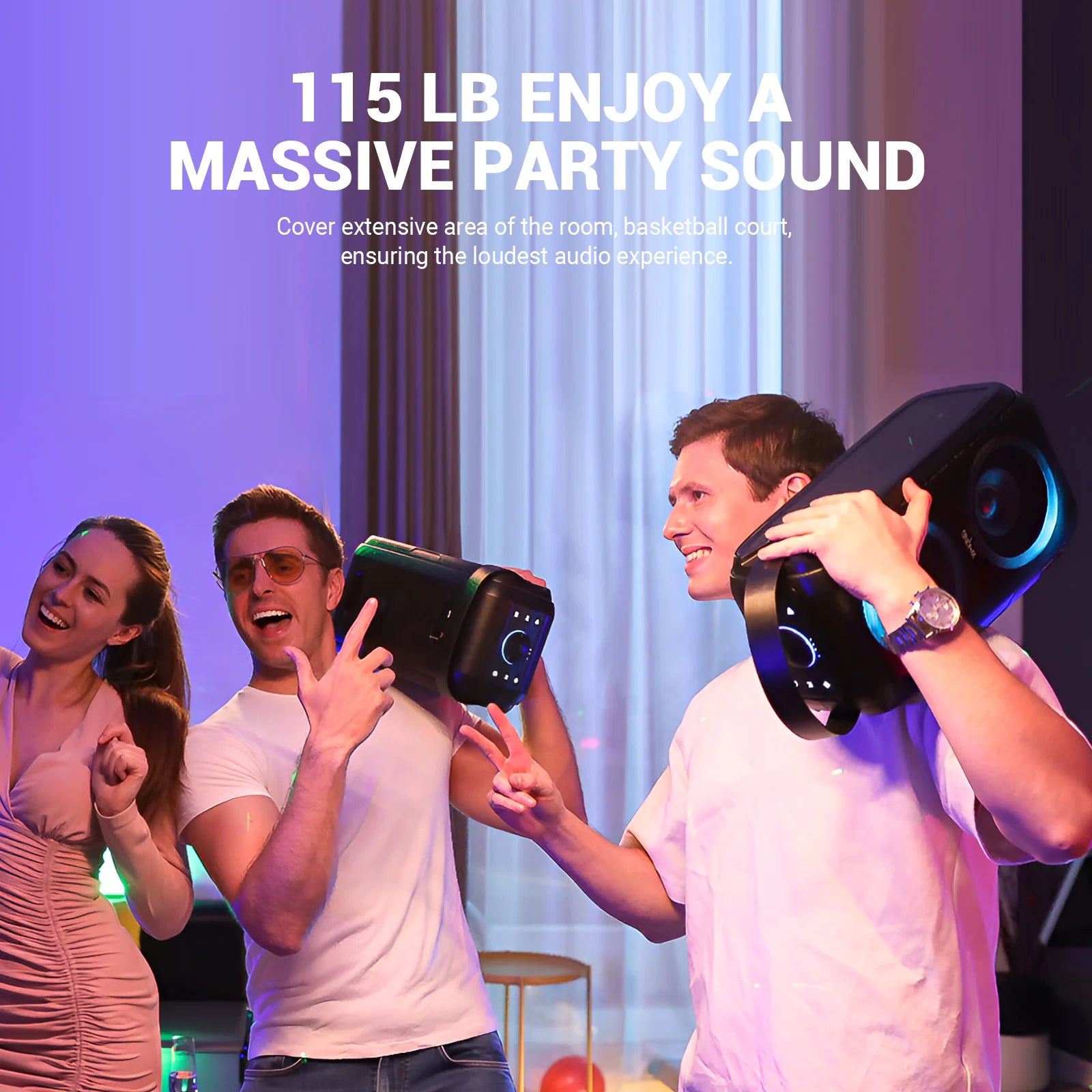 W-KING T9-2 80W RMS Party Portable Speakers Bluetooth Wireless Boombox with 4 Drivers (2*4.04'' Woofer), Huge 105dB Sound Large Party Box TAVEN System LLC