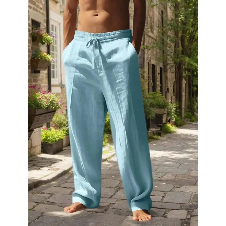 Men's Linen Wide Leg Casual Pants Are Loose Fitting, Breathable And Comfortable, Suitable For All Seasons And Versatile TAVEN System LLC