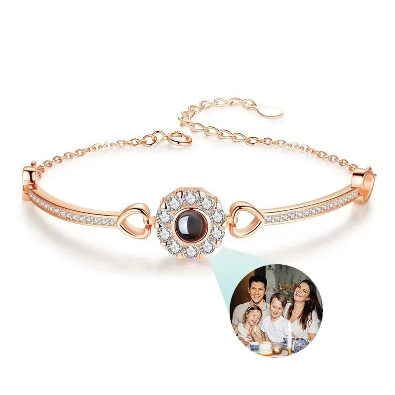 Custom Bracelet With Picture Inside Personalized Stainless Photo Projection Box Chain Bracelet Anniversary Memorial Jewelry Gift TAVEN System LLC