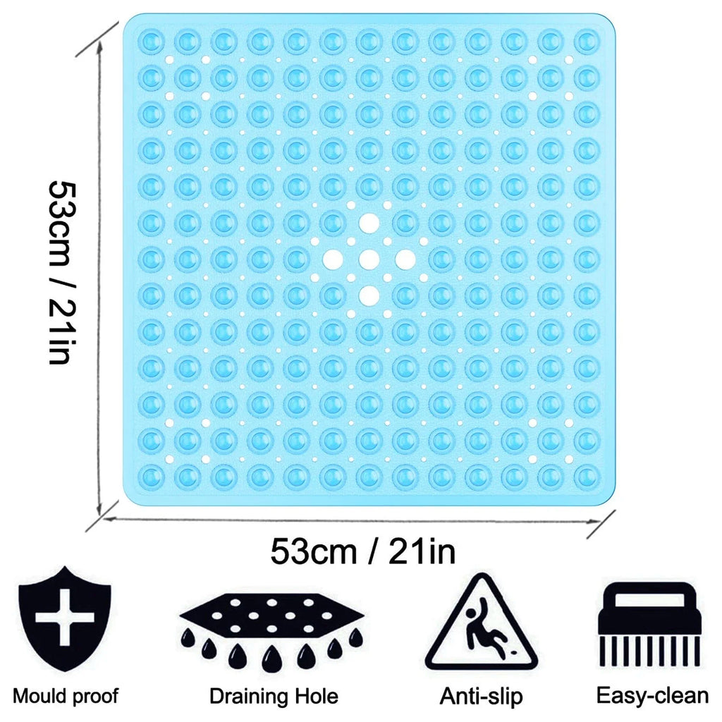 53x53cm Non Slip Shower Mat for Inside Shower Stall Mats for Bathroom Floor, Soft Bath Mat for Bathtubs with Big Suction Cups TAVEN System LLC