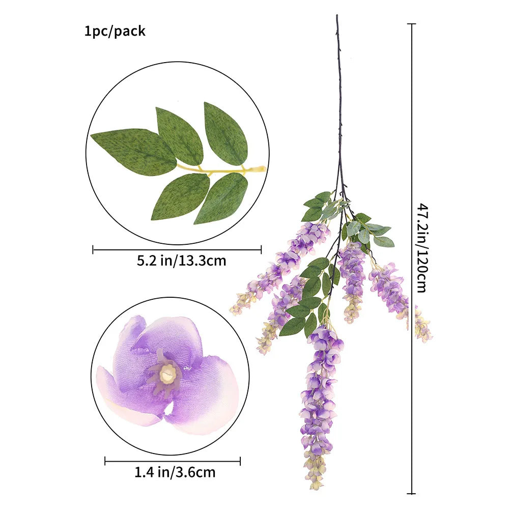 40'' Giant Wisteria Artificial Flowers Fake Wisteria Floral Hanging Plant Garland for Home Party Floor Wedding Arrangement Decor TAVEN System LLC