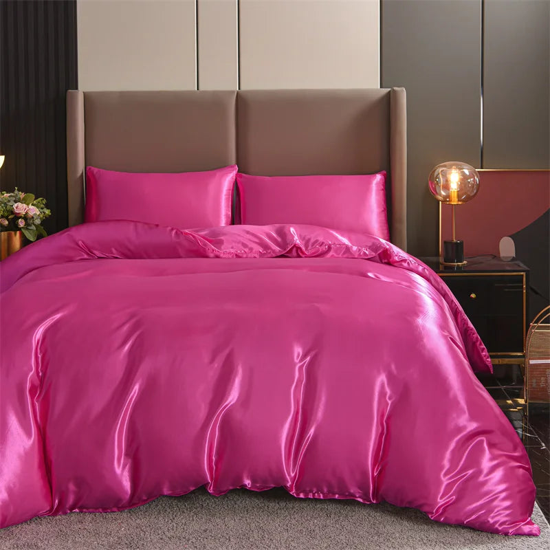 3pcs Satin Duvet Cover Set Bedding Sets Queen Black  Series Luxury Rich Silk Silky Soft Solid   Sexy Honeymoon Wrinkle Free TAVEN System LLC