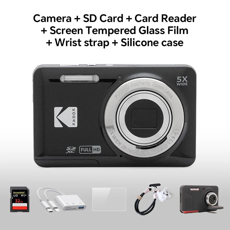KODAK PIXPRO FZ55-RD 16MP Digital Camera 5X Optical Zoom 28mm Wide Angle 1080P Full HD Video 2.7" LCD Vlogging Camera TAVEN System LLC