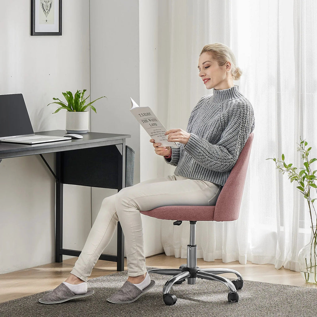 JHK Armless Fabric Office Chair with Wheels Height Adjustable TAVEN System LLC
