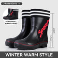 Mid-calf Rain Boots Men Slip-On Waterproof Rubber Rain Shoes Work Mud Boots Warm Durable Non-Slip Boots Farming Fishing Camp TAVEN System LLC