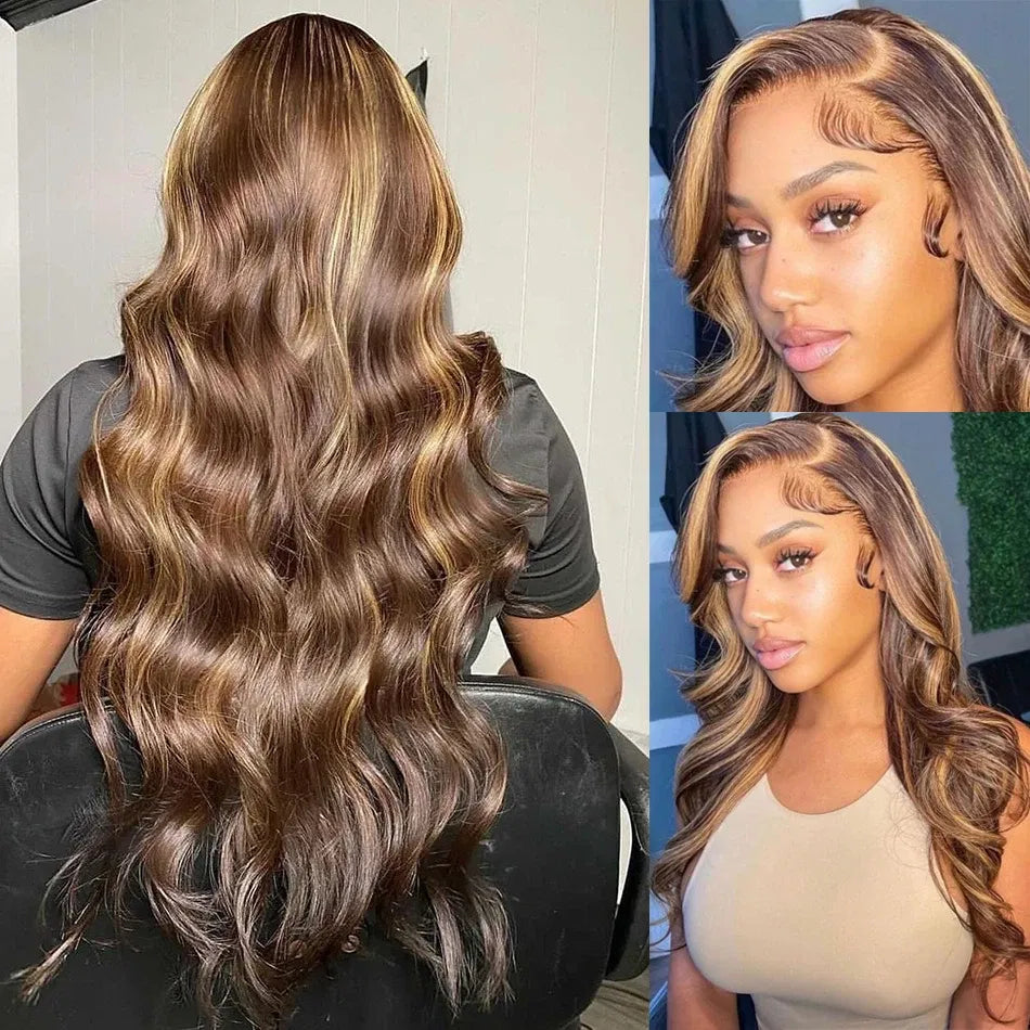Stretched Length: 18inches, Hair Color: #24, Density: 190%, Ships From: CHINA - Highlight Wig Human Hair Blonde Body Wave 13X6 Hd Lace Frontal Wigs Hd Lace Wig 13X6 Human Hair 13X4 Lace Front Human Hair Wig Taven