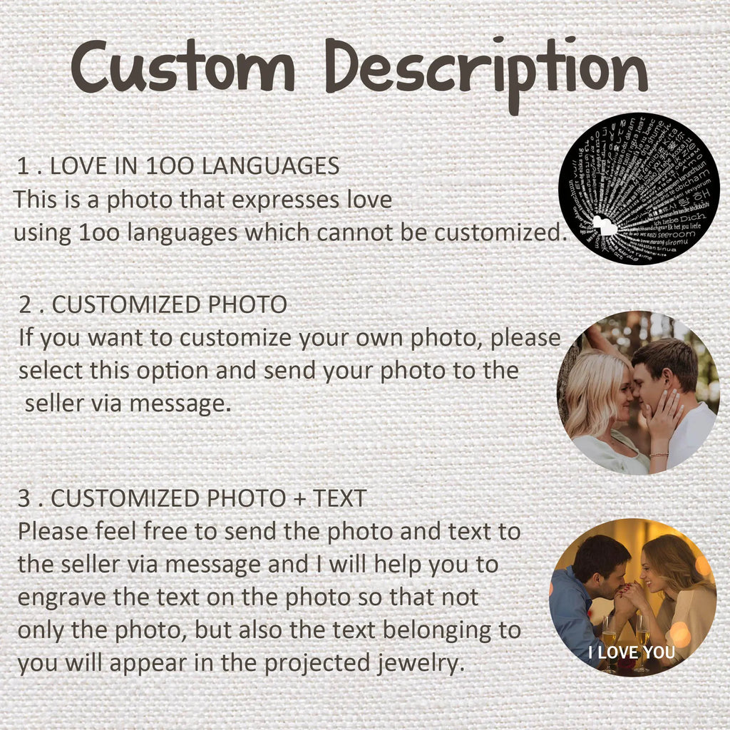 Custom Photo Projection Bracelet Adjustable Woven Titanium Steel Pendant DIY Picture Bracelet Jewelry Valentine's Day Gift TAVEN System LLC