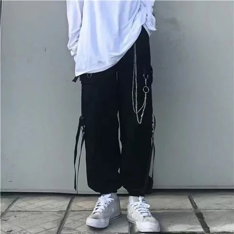 Men Black Gothic Asymmetrical Shirt Co-ord Oversized Streetwear