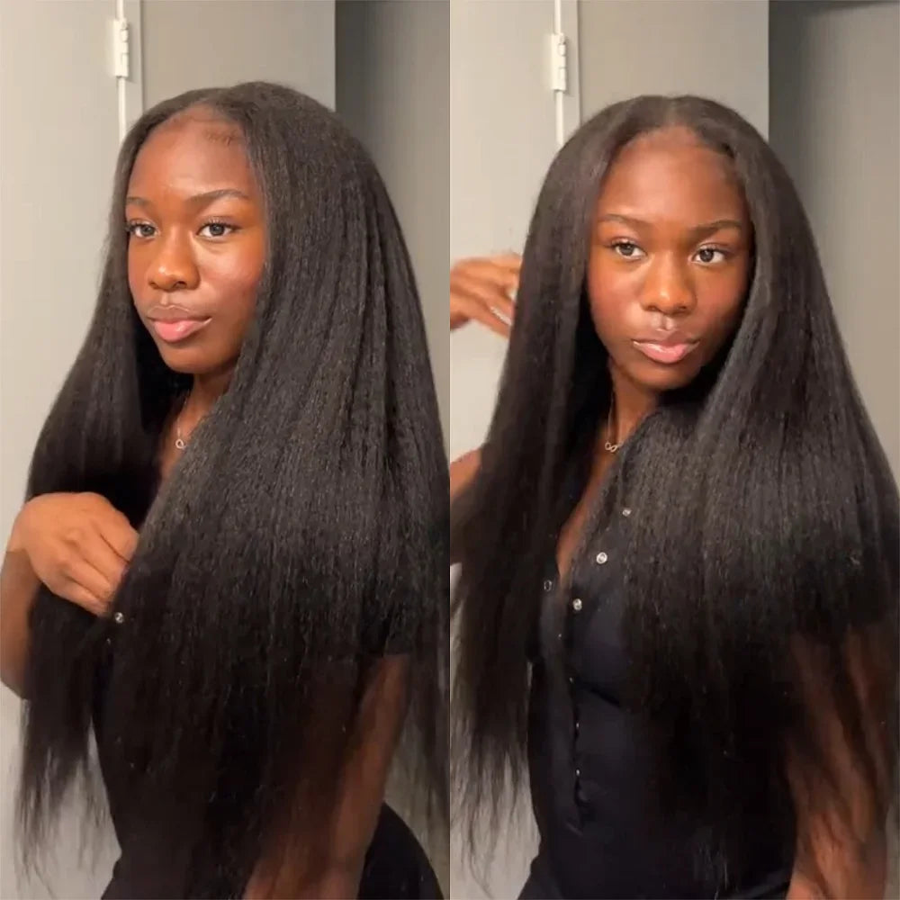 Kinky Straight V Part Human Hair Wig