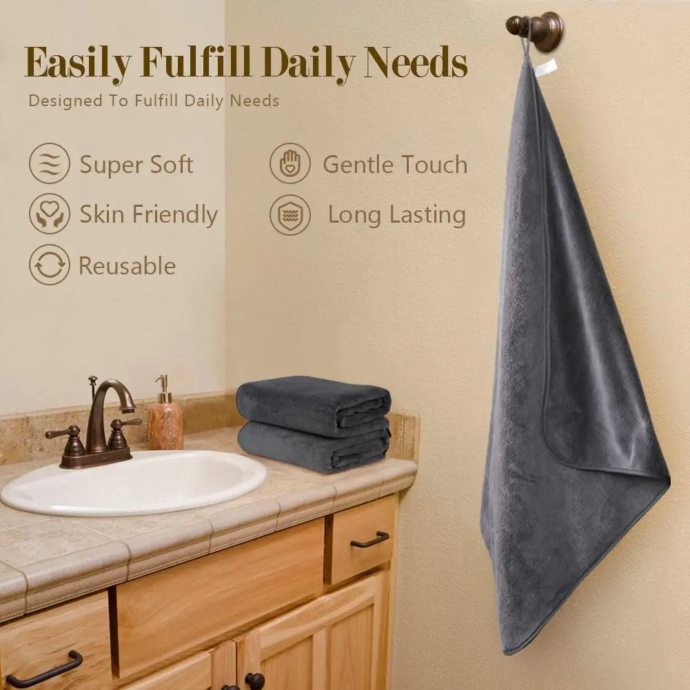 Bath Towels Pack of 2(27'' x 54'') - Soft Feel, Highly Absorbent, Quick Drying Microfiber for Body, Sport, Yoga, SPA, Fitness - TAVEN System LLC