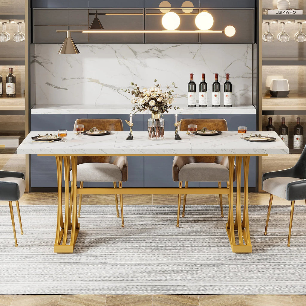 Tribesigns 63 Inch Faux Marble Dining Table TAVEN System LLC