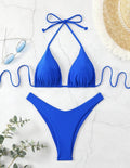 2025 Women White Bikini Chest Padded New Sexy Halter Bikini Two-Piece Set With Drawstring Straps Solid Brazilian Bathing Suit TAVEN System LLC