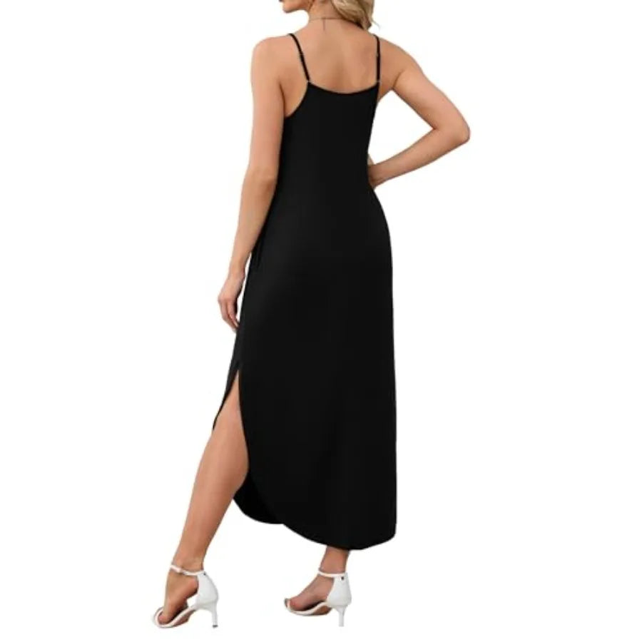 Women Casual Maxi Dress Spaghetti Strap Summer Beach Sundress