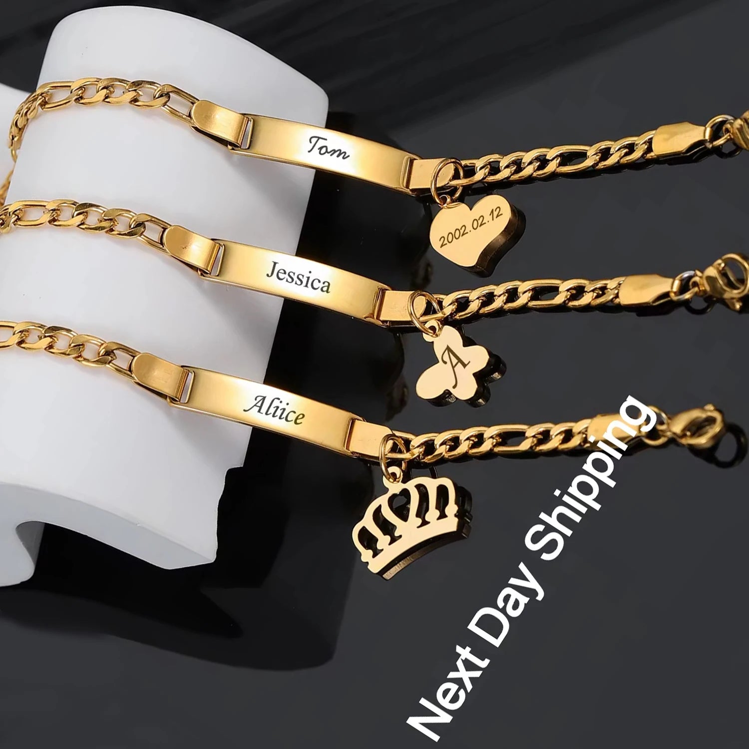 Custom Bracelet With Gold Plated Baby Personalized ID Engrave Name Bracelets For Women Medical Id Birthday Gift Jewelry Adjustab TAVEN System LLC