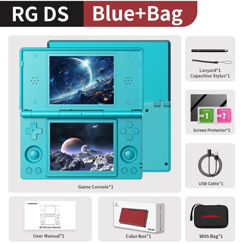 Anbernic RG DS Handheld Game Console 4" IPS Dual Screen Android 4000mAh Flip Video Games Player Supports RixelHK Wifi Streaming TAVEN System LLC