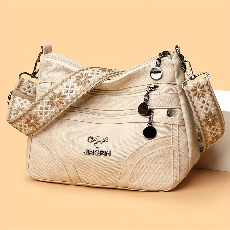 Women Vintage Canvas Crossbody Bag Multi Pocket Shoulder Hobo Bag TAVEN System LLC