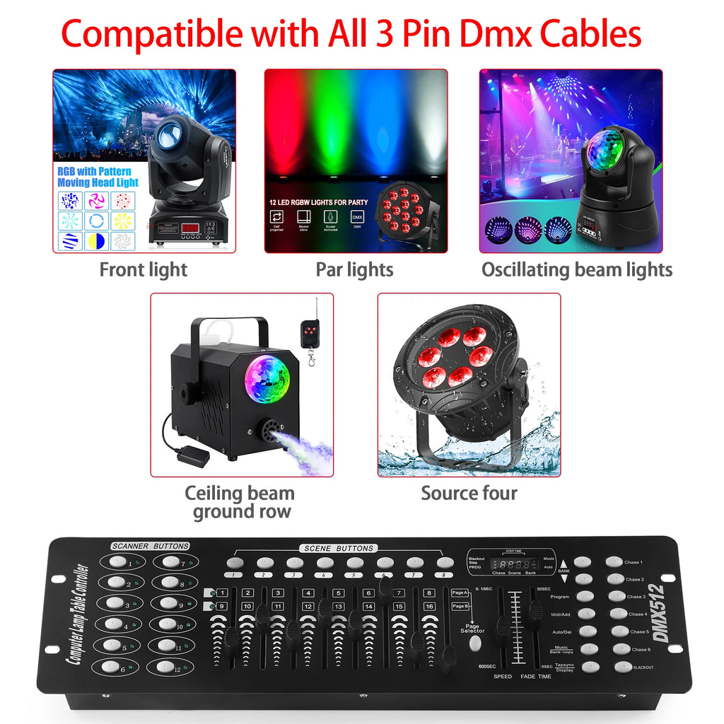 U`King DMX 512 Controller 192 Channel DMX Console Stage Light Console For Party DJ Disco Lights Show Night Club TAVEN System LLC