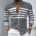Men Striped Long Sleeve Slim Fit Casual Lapel Shirt TAVEN System LLC