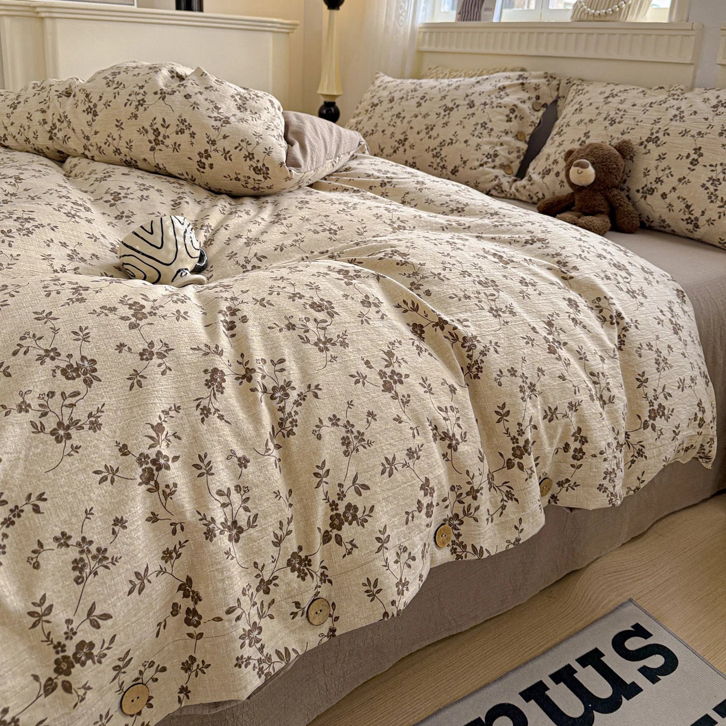 3pcs Vintage Floral Duvet Cover Set with 2 Pillowcases Soft Queen Size Bedding Set With Buttons For Girls Bedroom Decor TAVEN System LLC