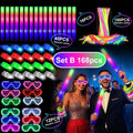 168pcs/Set Glow Party Kit, including 12 LED Glasses, 16 Foam Glow Sticks, 40 Finger Lights, 100 Glow Sticks, suitable for weddin TAVEN System LLC
