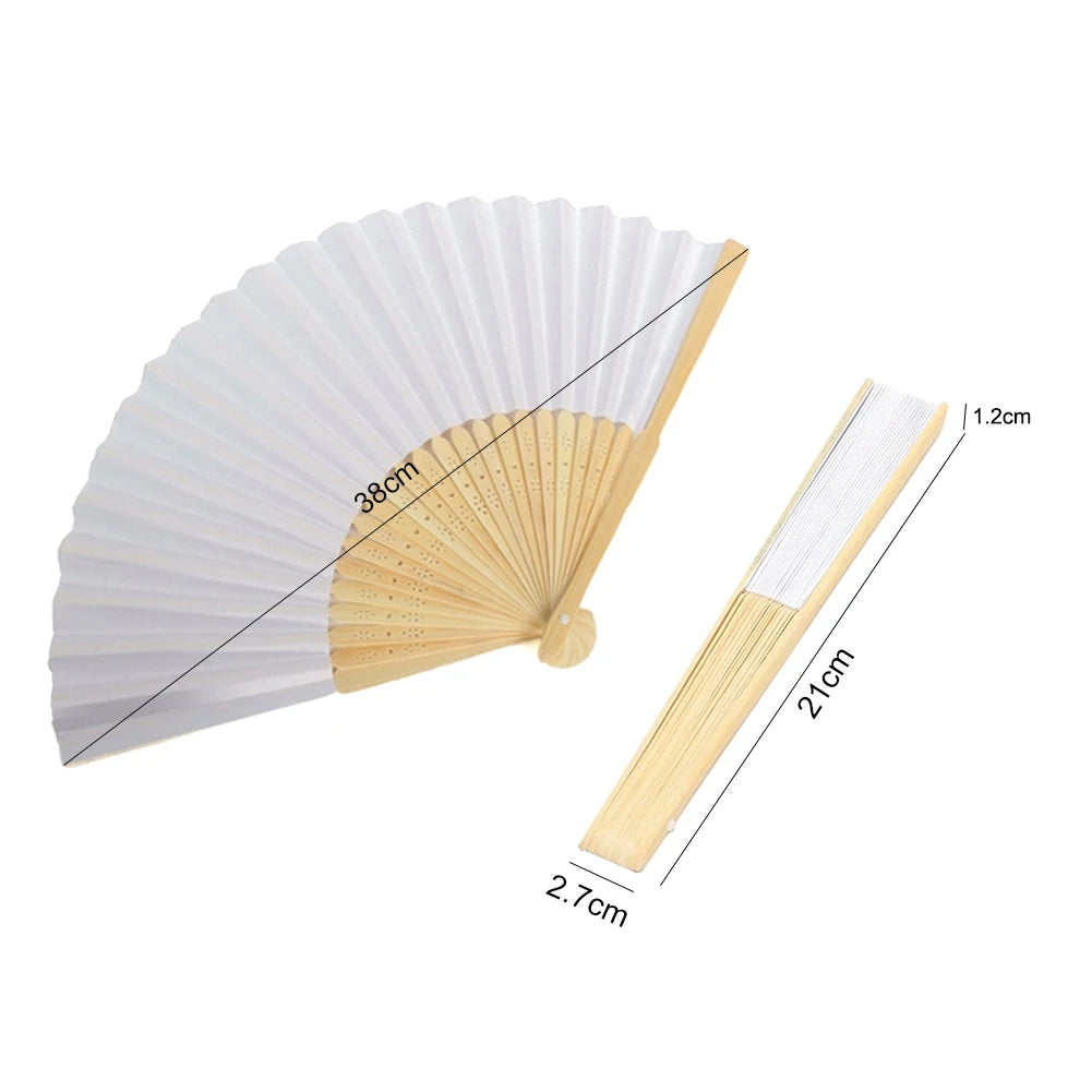 50/1pcs DIY Paper Bamboo Folding FanAdults Kid Hand Fans Calligraphy Painting Practice Blank White Fan for Wedding Room Decor TAVEN System LLC