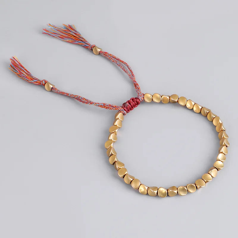 Handmade Tibetan Buddhist Bracelets On Hand Braided Copper Beads Lucky Rope Bracelet & Bangles For Women Men Dropshiping TAVEN System LLC