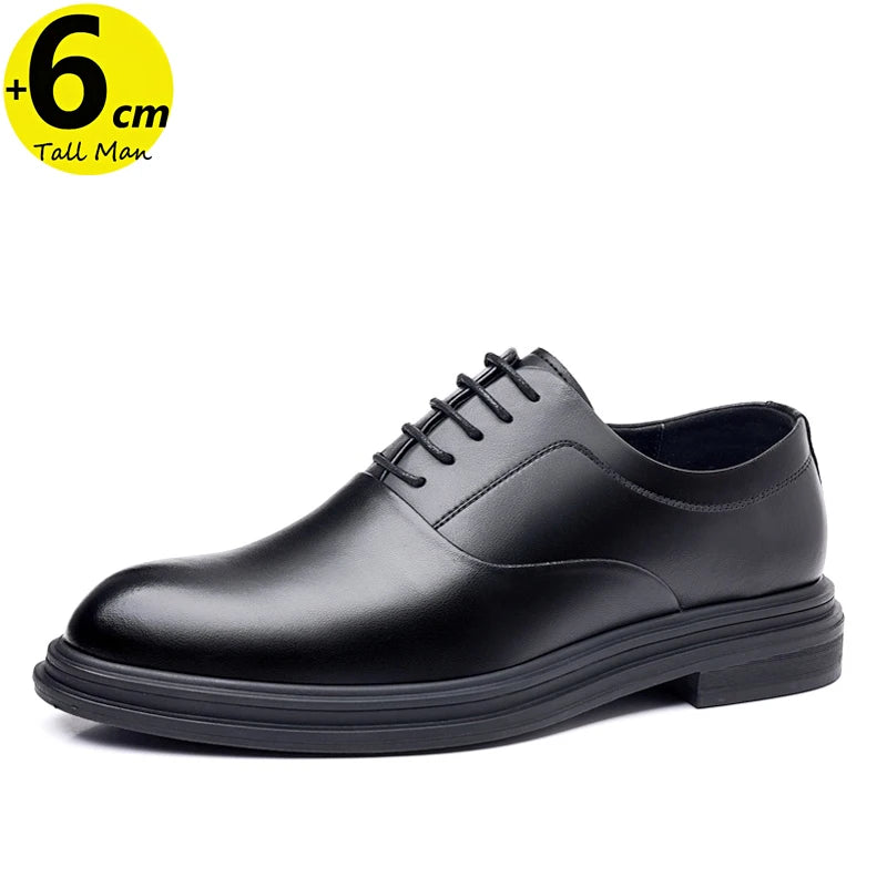 Business Men Oxford Leather  Elevator Shoes Lift Sole Man Height Increase  Insole 6CM  Office Daily Life British TAVEN System LLC