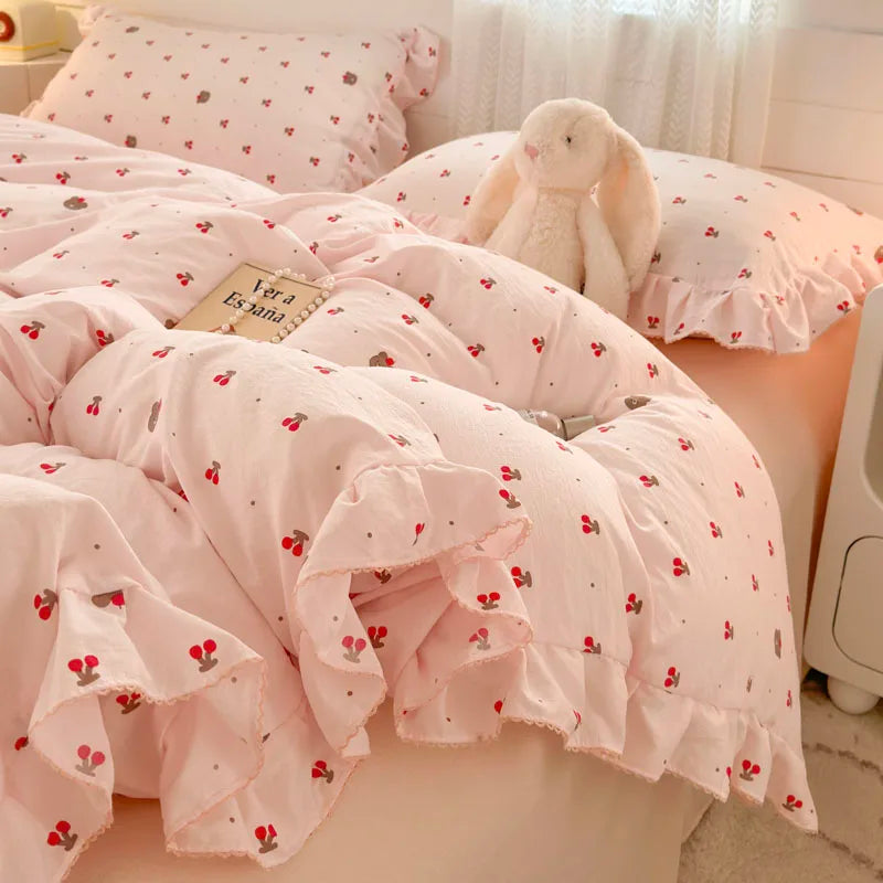 Bonenjoy Lace Duvet Cover Printed Home Quilts Cover Ruffles Comforter Covers Adults Kids Room Bedding (Pillowcase Need Order) TAVEN System LLC