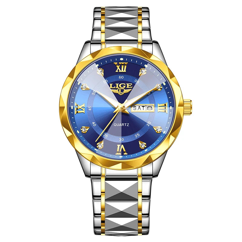 New LIGE Top Brand Luxury Man Wristwatch Waterproof Luminous Date Week Men Watches Stainless Steel Quartz Men's Watch Male reloj - TAVEN System LLC