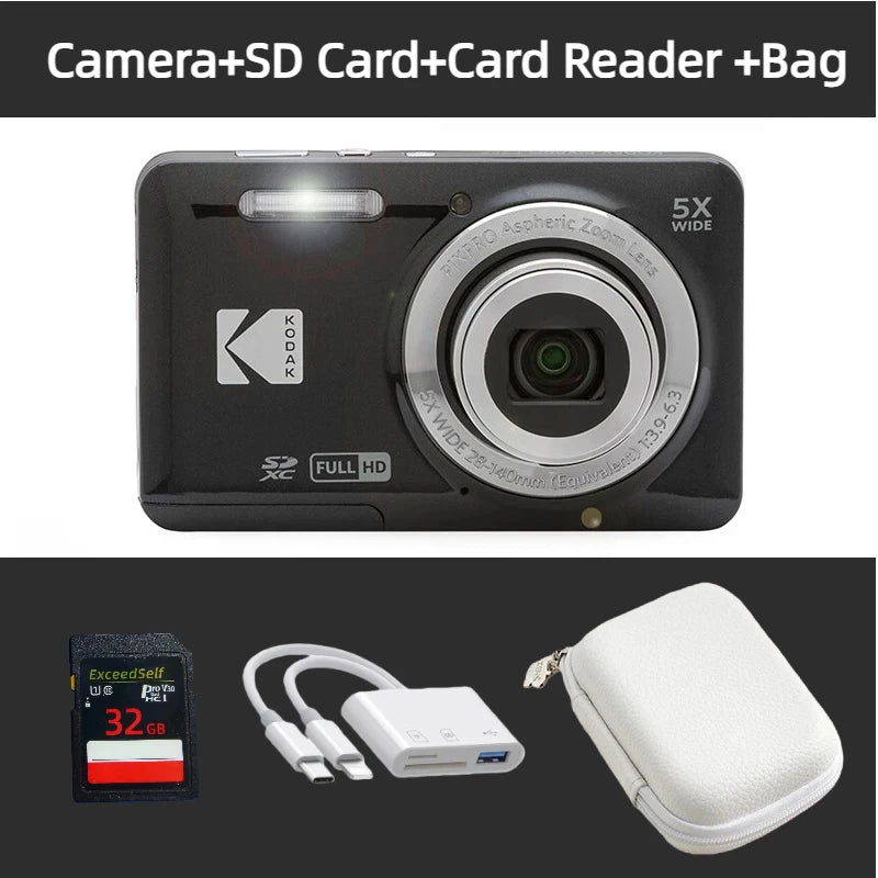 KODAK PIXPRO FZ55-RD 16MP Digital Camera 5X Optical Zoom 28mm Wide Angle 1080P Full HD Video 2.7" LCD Vlogging Camera TAVEN System LLC