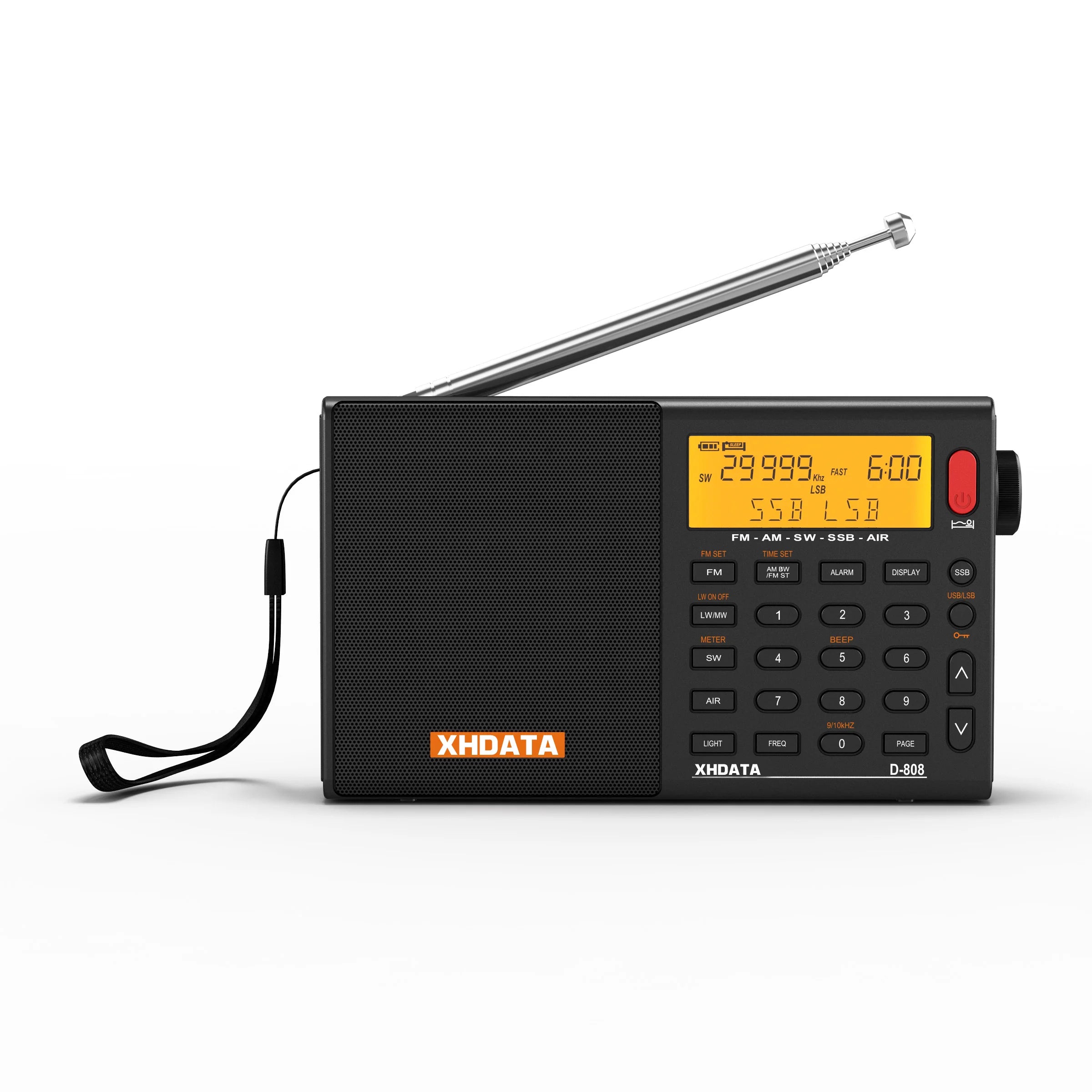 XHDATA D808 Portable Multiband Radio Receiver AM/FM/SW/MW SSB AIR RDS Stereo Sound Long Range Reception Rechargeable Battery TAVEN System LLC