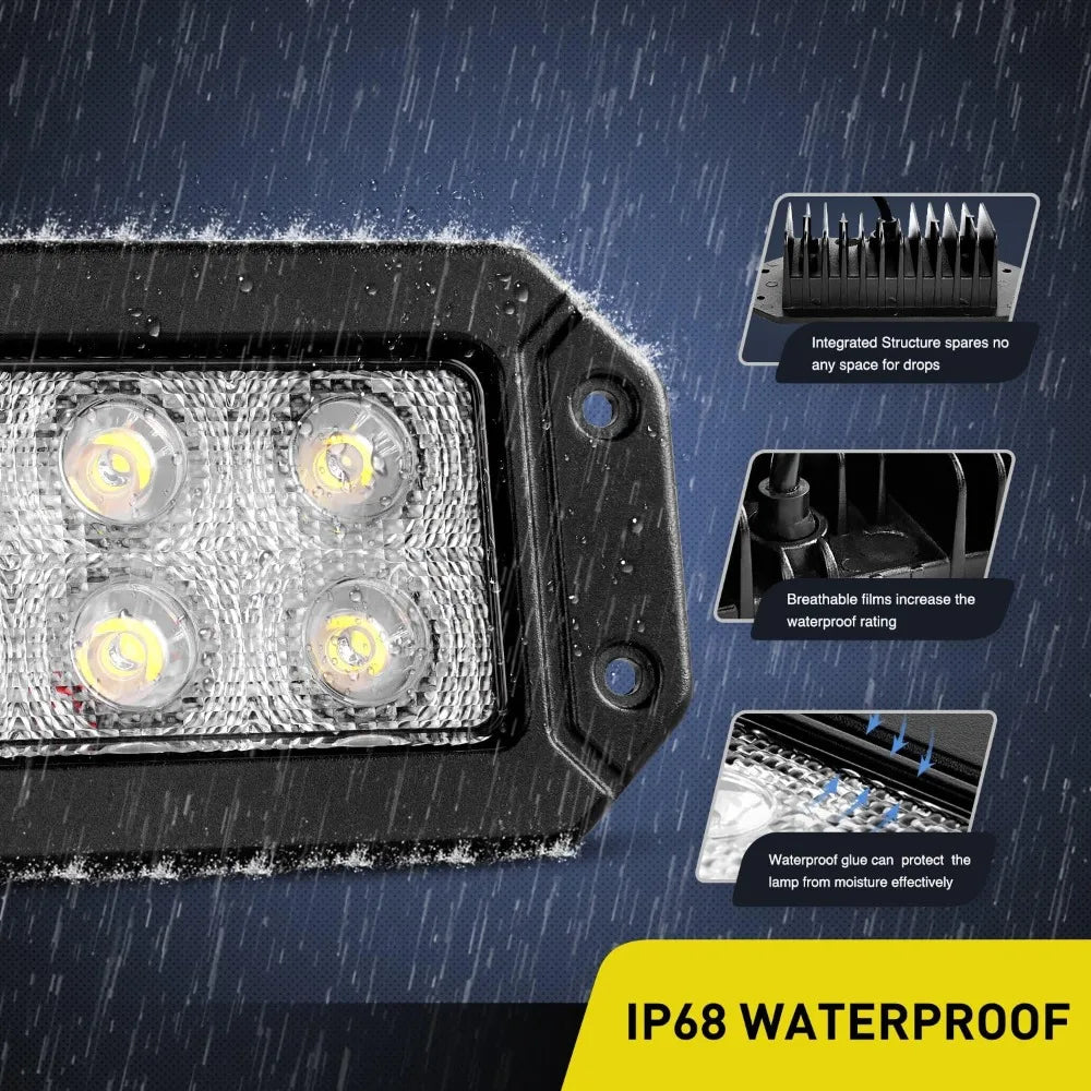 Nilight 18W Flush Mount LED Driving Lights 2PCS, Spot Beam Off Road Work Light Bar for Jeep Wrangler, Toyota Tacoma, Truck, ATV, UTV, Bumper Auxiliary Lamp TAVEN System LLC