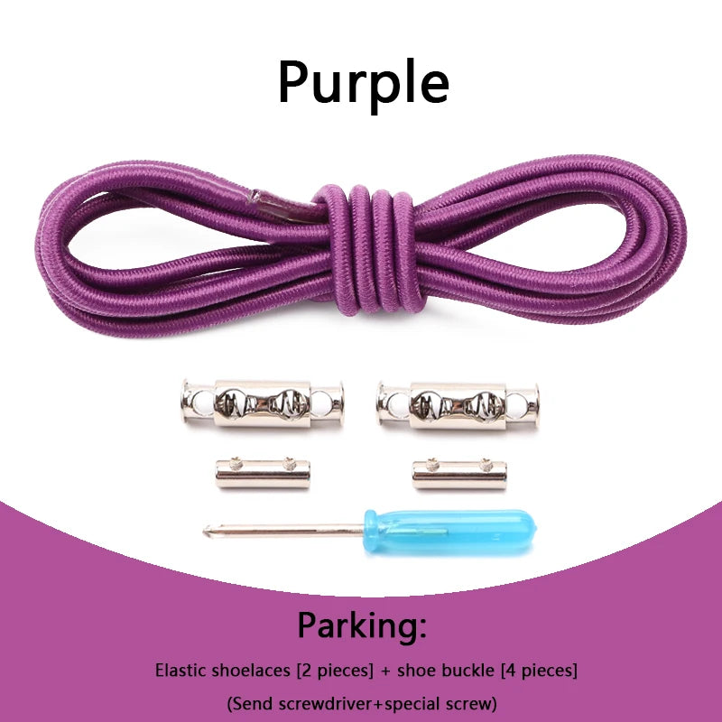 1 Pair No tie Shoelaces For Sneakers Elastic Shoelace Metal Spring Lock Man And Woman Shoe Accessories Lazy Shoe Laces 100cm TAVEN System LLC
