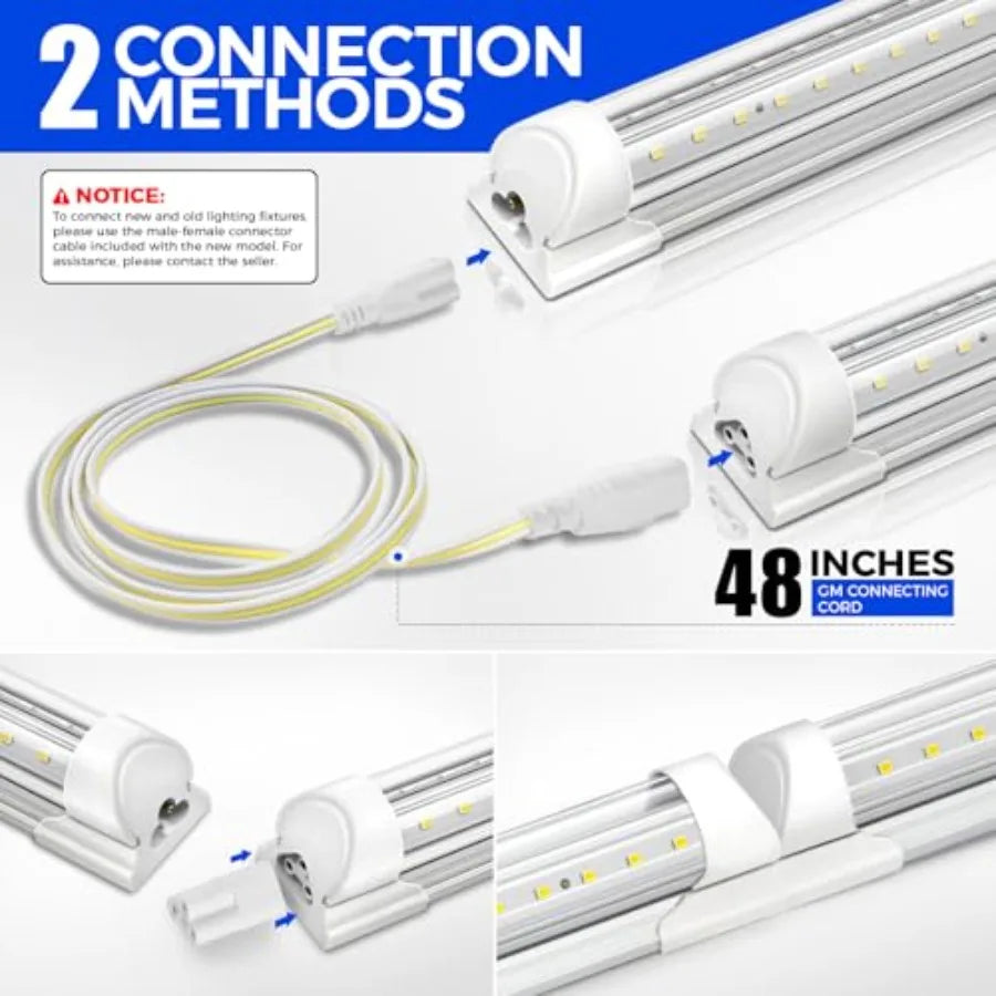 LED Shop Light 2Feet, 20W 3000LM, T8 LED Light Fixture, Clear Cover, Ceiling and Utility Linkable Tube Lights for Room, Garage, TAVEN System LLC