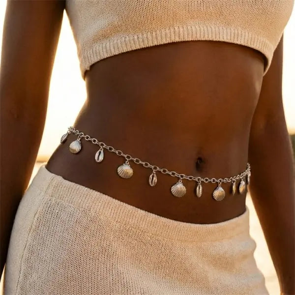 Summer Bohemian Waist Chain For Women Rice Beads Sea Star Shell Conch Starfish Pendant Body Chain Beach Vacation Bikini Jewelry TAVEN System LLC