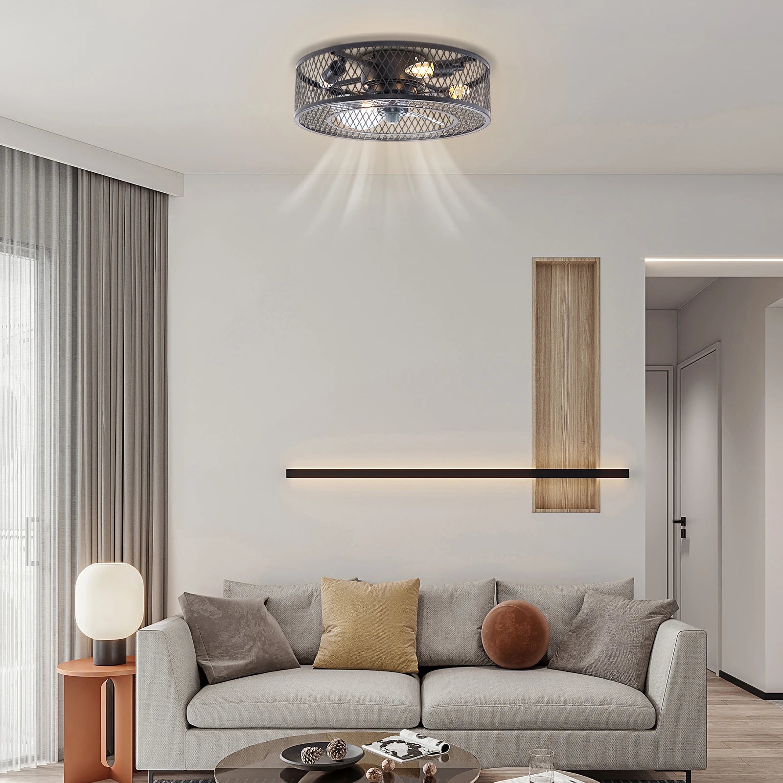 18 Inch Fan Pendant Light Black - Without Light Source E27 * 4 for Living Rooms, Restaurants, Bedrooms Foyers, Farmhouses, Bars TAVEN System LLC