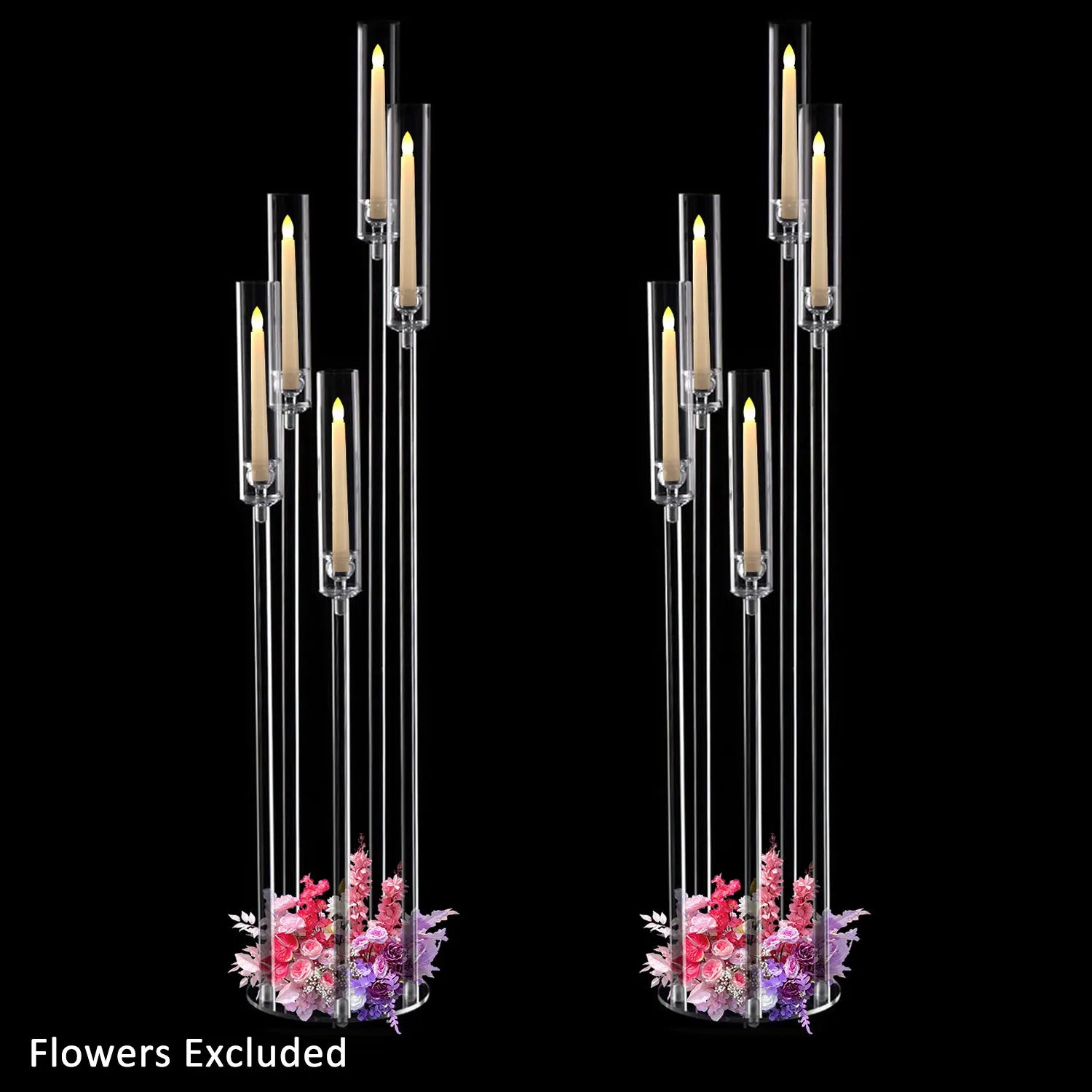 Clear Acrylic Floor Candelabra 5 Arm Tall Candlestick Holder for Wedding Table Centerpiece Ceremony Party Home Decoration 10PCS TAVEN System LLC