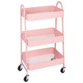 Metal rolling storage cart with lockable wheels