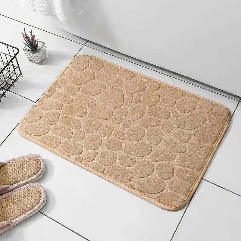 Embossed Microfiber Pebble Floor Mat Anti Slip Bathroom Carpet TAVEN System LLC