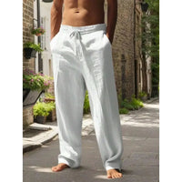 Men's Linen Wide Leg Casual Pants Breathable Loose Trousers TAVEN System LLC