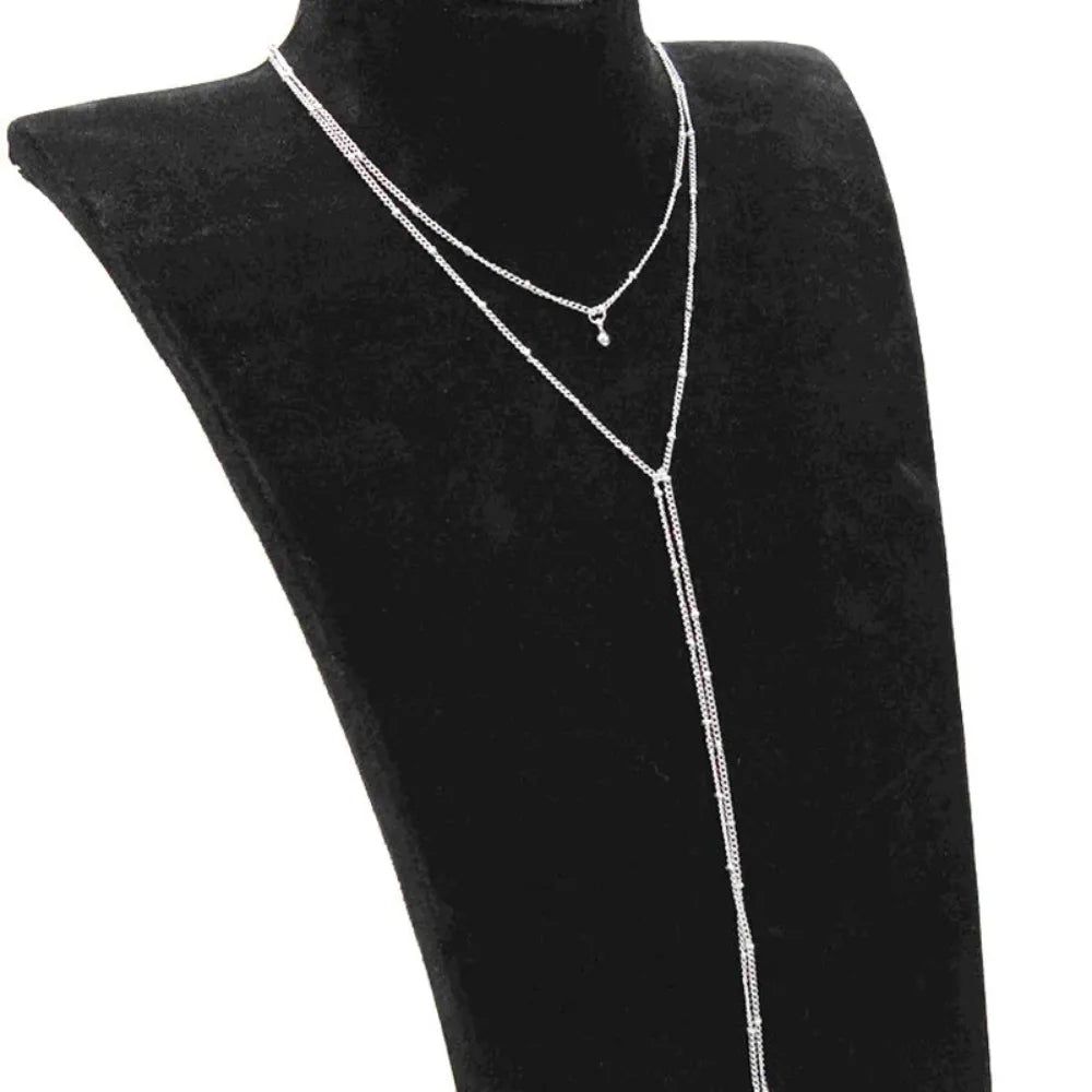 2024 Simple Gold Silver Color Chain Choker Necklace Long Beads Tassel Chocker Necklaces For Women Collar Collier Ras Du Cou TAVEN System LLC