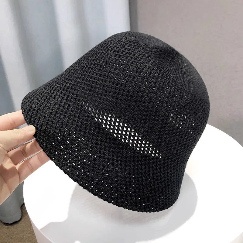 Women Summer Hollow Out Bucket Hat Breathable Beach Sun Cap