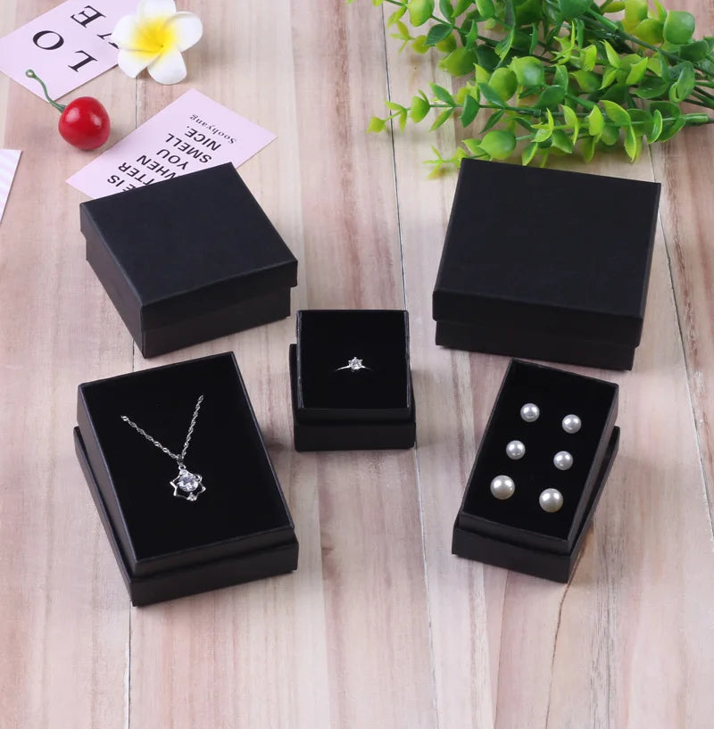 12pcs/ lot Simple Box Earnail Rings Earrings Bracelet Necklace Gray Black Paper Jewellry Display Case Jewelry Organizer Boxes TAVEN System LLC
