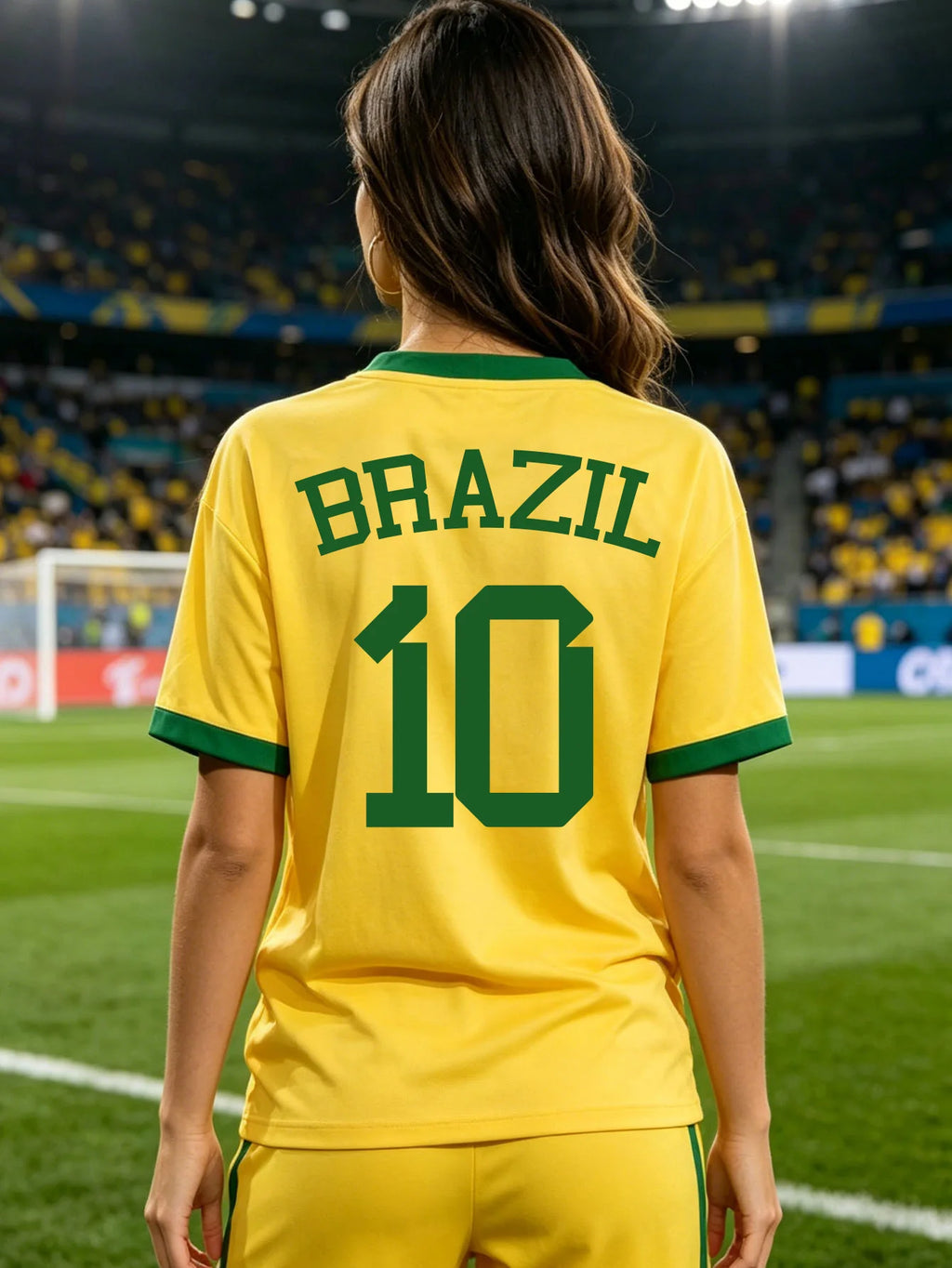 Women's Brazil National Team Aesthetic Jersey T-Shirt, Sporty Graphic Print TAVEN System LLC