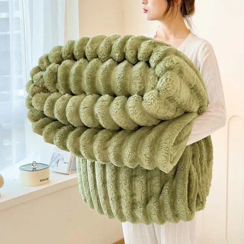 Thickened Wide Striped Flannel Multifunctional Blanket Spring, Can Be Used As Bed Sheet Cover Blanket, Sofa Blanket,nap Blanket TAVEN System LLC